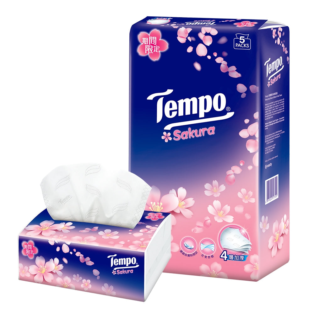 Tempo 4-layer bagged tissue (5 packs) Sakura scented tissue (soft draw)