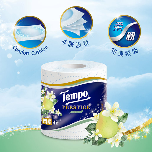 Tempo 得寶 閃鑽四層衛生紙 12卷裝 - 水梨花